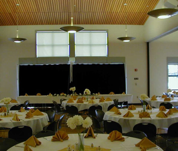 banquet hall with rounds