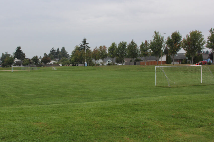 field and soccer goals