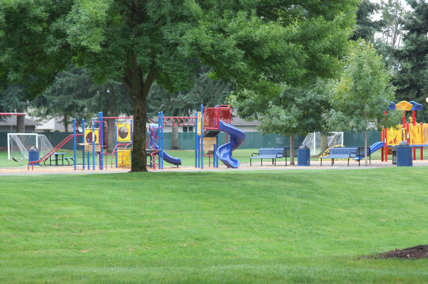 park greens with play equipment