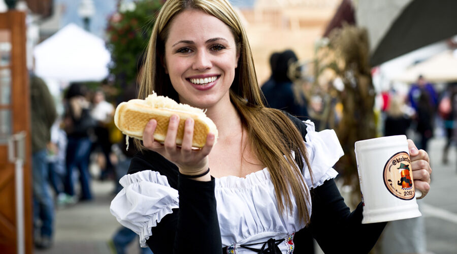 woman with hot dog